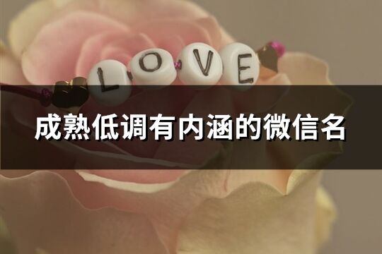 成熟低調(diào)有內(nèi)涵的微信名(共988個(gè))