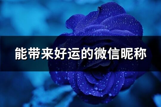 能帶來好運的微信昵稱(共637個)