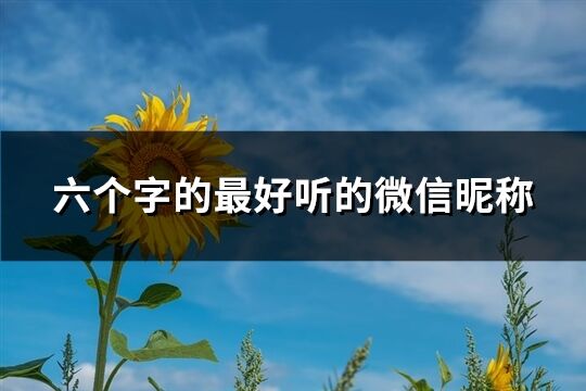 六個(gè)字的最好聽(tīng)的微信昵稱(精選329個(gè))