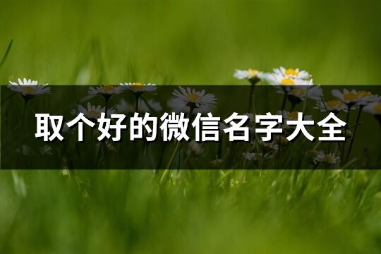 取個好的微信名字大全(共822個)
