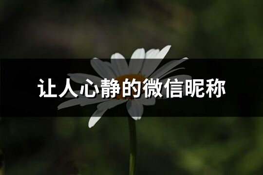 讓人心靜的微信昵稱(共234個)