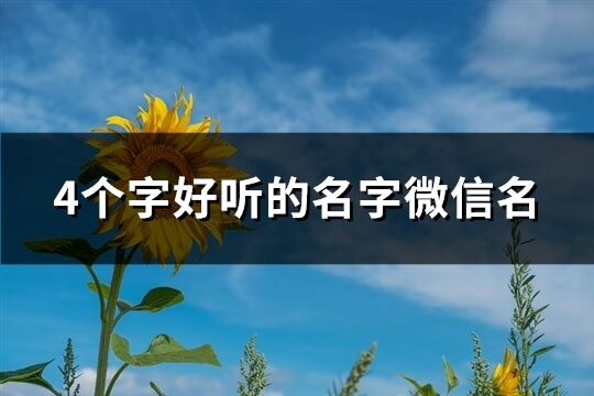 4個字好聽的名字微信名(優選386個)