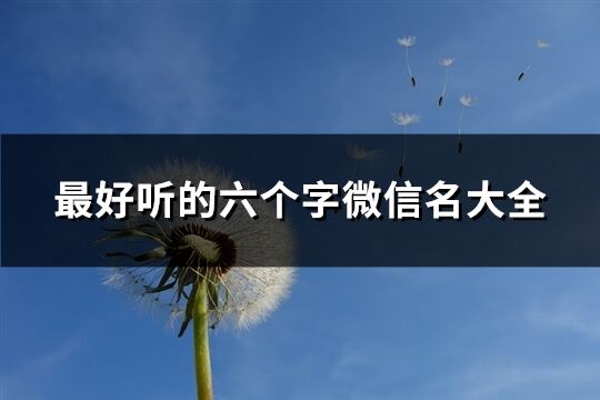 最好聽的六個字微信名大全(精選379個)