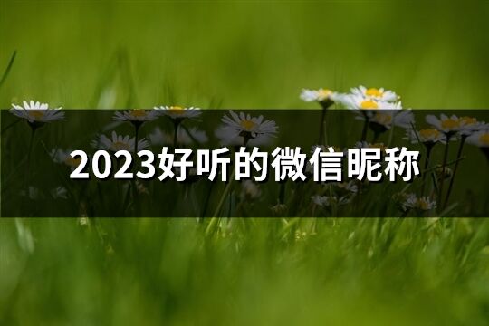 2023好聽的微信昵稱(共1125個)