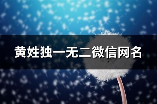 黃姓獨一無二微信網名(130個)