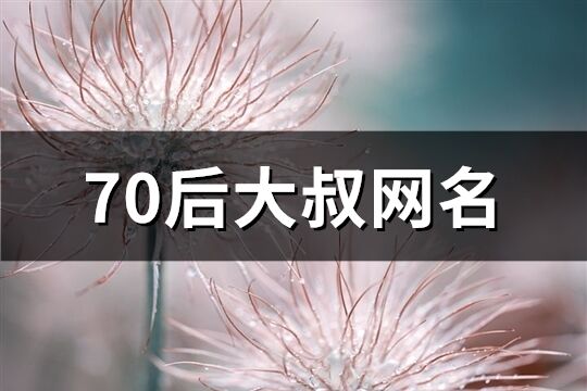 70后大叔網名(共230個)