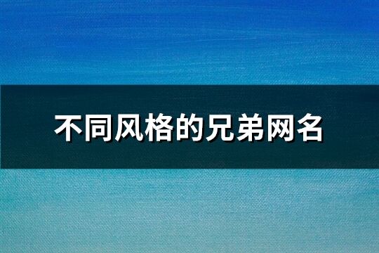 不同風格的兄弟網名(優選87個)