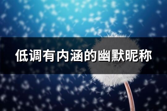 低調(diào)有內(nèi)涵的幽默昵稱(271個(gè))