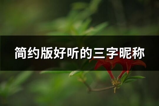 簡約版好聽的三字昵稱(精選809個)