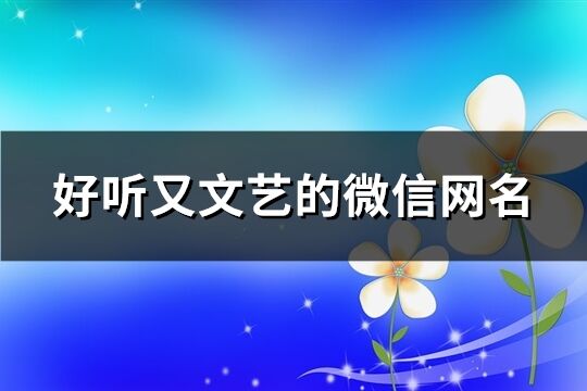 好聽又文藝的微信網(wǎng)名(共745個)