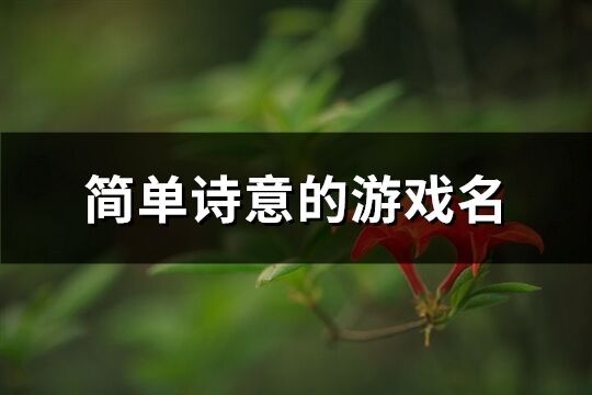 簡單詩意的游戲名(優(yōu)選704個(gè))