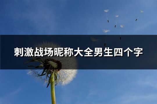 刺激戰(zhàn)場昵稱大全男生四個(gè)字(155個(gè))