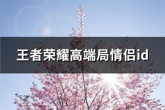 王者榮耀高端局情侶id(共450個)