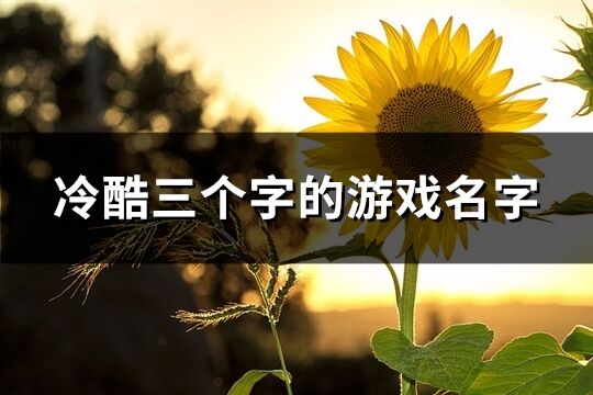 冷酷三個字的游戲名字(精選309個)