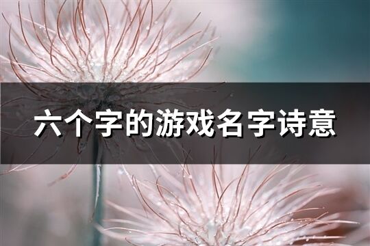 六個字的游戲名字詩意(共476個)