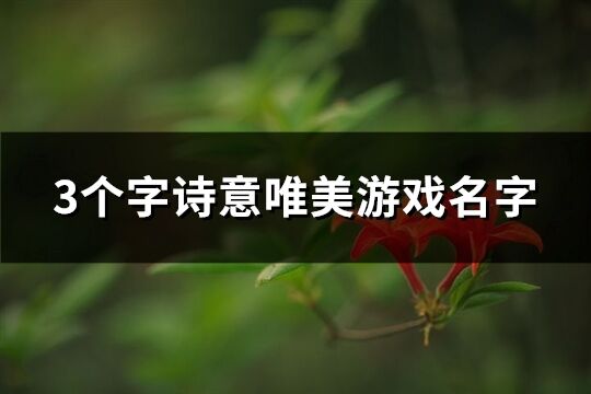 3個字詩意唯美游戲名字(精選1188個)