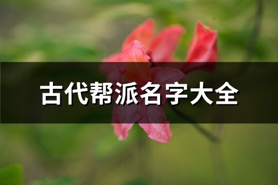 古代幫派名字大全(292個)