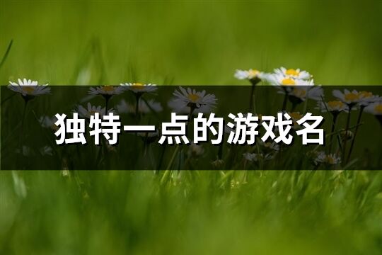 獨特一點的游戲名(精選258個)