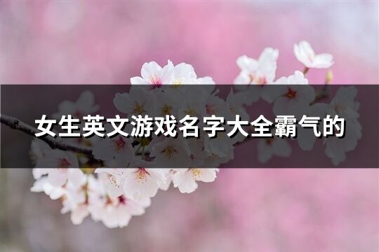 女生英文游戲名字大全霸氣的(優(yōu)選164個(gè))