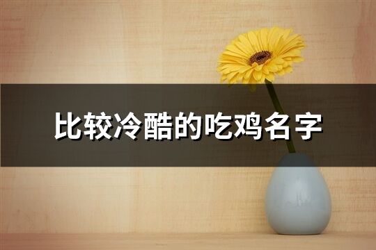 比較冷酷的吃雞名字(精選309個)