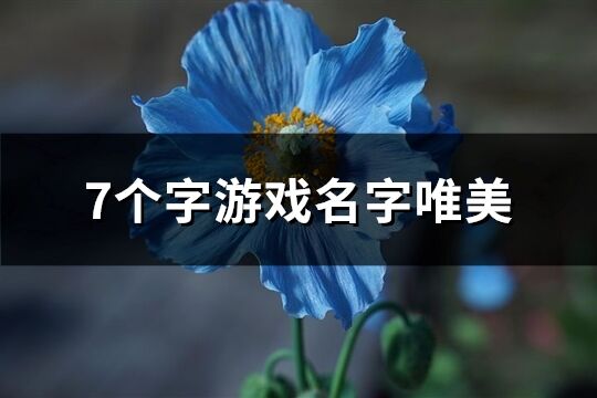 7個字游戲名字唯美(共467個)