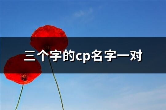 三個字的cp名字一對(62個)