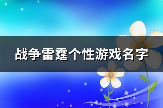 戰(zhàn)爭(zhēng)雷霆個(gè)性游戲名字(精選194個(gè))