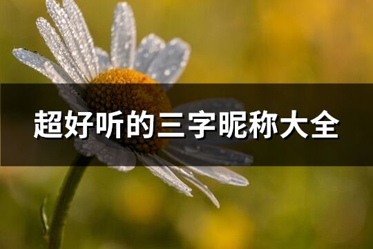 超好聽的三字昵稱大全(共2041個)