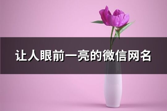 讓人眼前一亮的微信網名(精選222個)