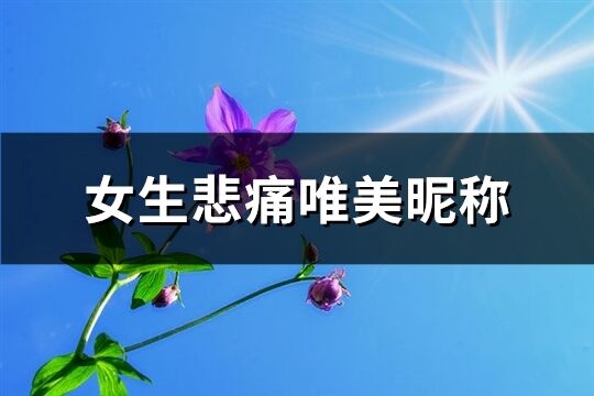 女生悲痛唯美昵稱(優選320個)