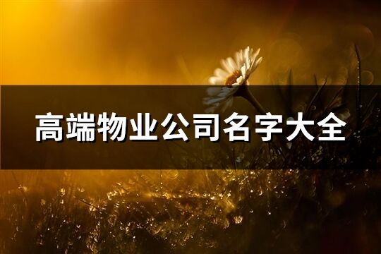 高端物業(yè)公司名字大全(共381個)