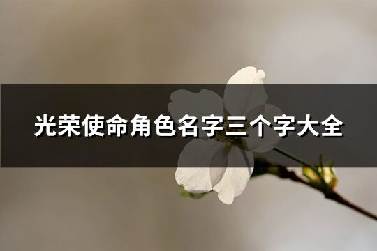 光榮使命角色名字三個字大全(共537個)