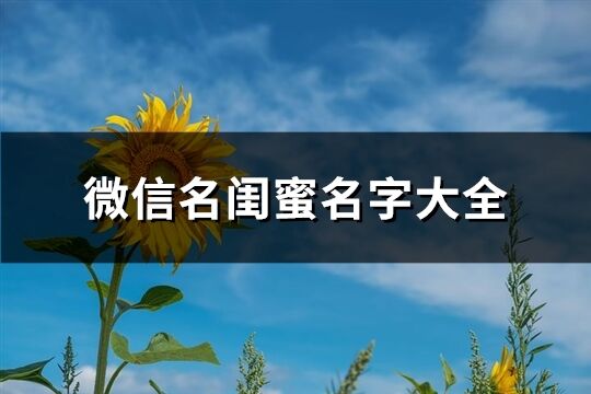 微信名閨蜜名字大全(共94個)
