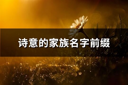 詩意的家族名字前綴(精選173個)