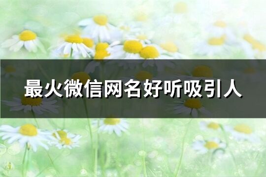 最火微信網(wǎng)名好聽(tīng)吸引人(精選412個(gè))