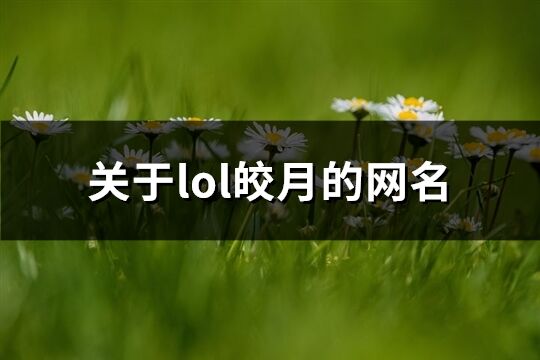 關于lol皎月的網名(共98個)