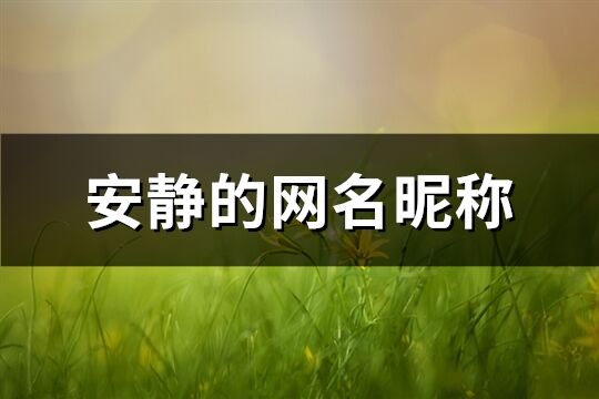 安靜的網名昵稱(102個)