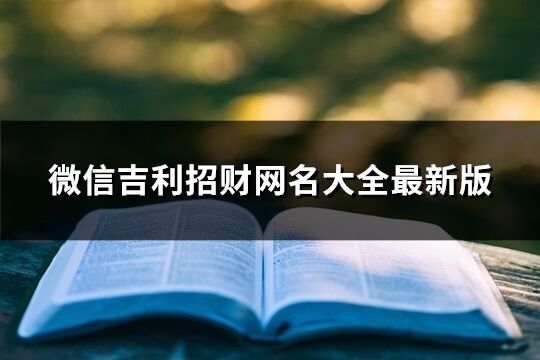 微信吉利招財(cái)網(wǎng)名大全最新版(972個(gè))