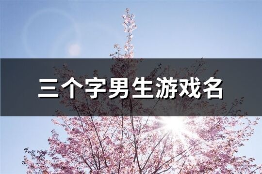 三個字男生游戲名(優選355個)