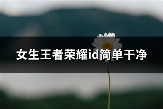 女生王者榮耀id簡單干凈(精選353個)