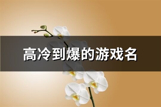 高冷到爆的游戲名(935個(gè))