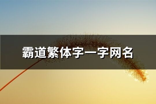 霸道繁體字一字網名(精選112個)