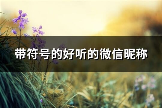 帶符號的好聽的微信昵稱(優(yōu)選143個)