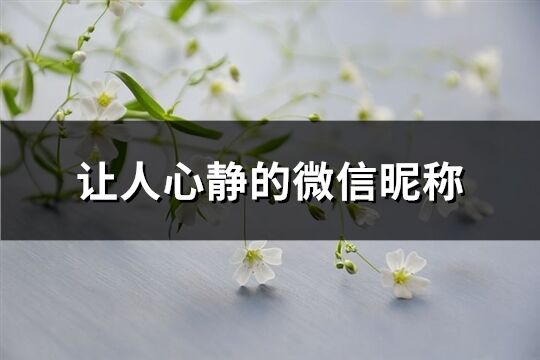 讓人心靜的微信昵稱(共253個)