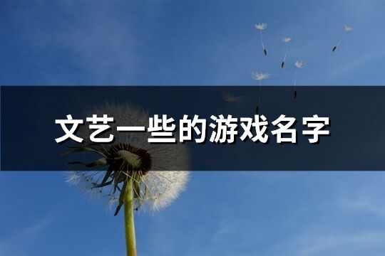 文藝一些的游戲名字(共275個)