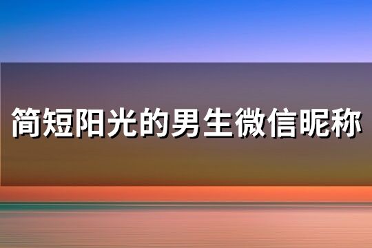 簡短陽光的男生微信昵稱(共119個)