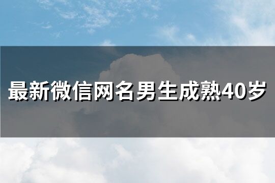 最新微信網名男生成熟40歲(優選166個)