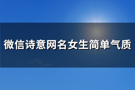 微信詩意網名女生簡單氣質(精選103個)