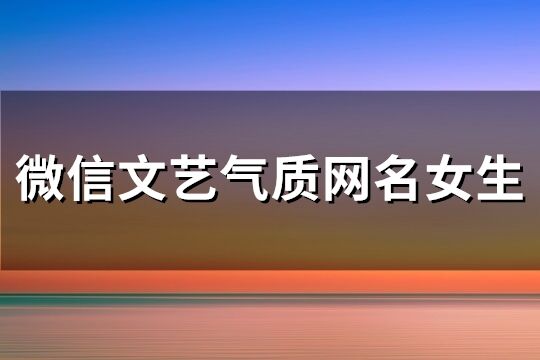 微信文藝氣質網名女生(128個)
