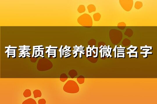 有素質有修養的微信名字(205個)